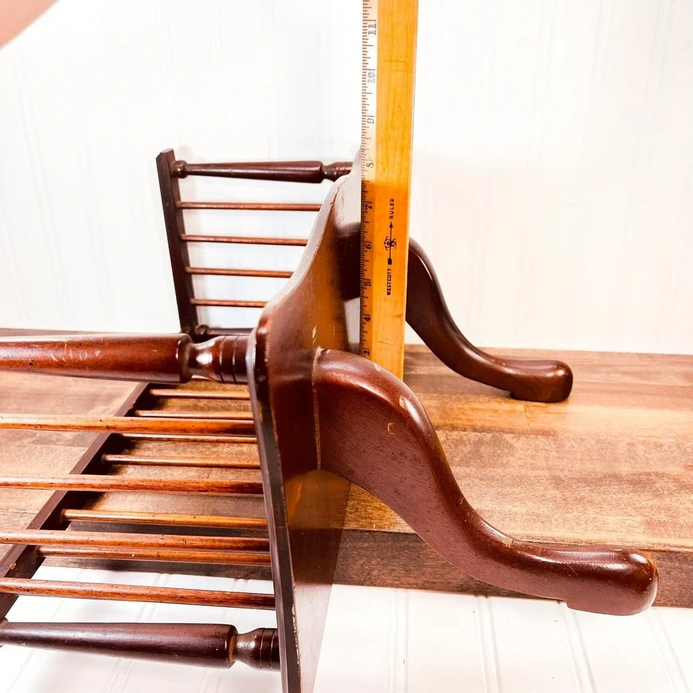 Rare‎ Vintage Fiddle Rail Shelf: Mahogany Wooden Book Rack